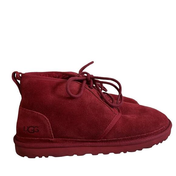 UGG Mens Suede Lace Up‎ Chukka Boots Size 12 Neumel Red Sherling Lined
